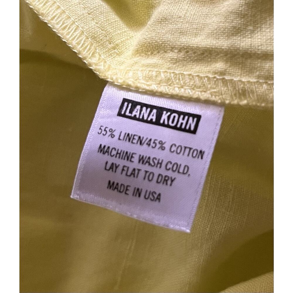Ilana Kohn Jumpsuit XXS Tennis Ball Yellow Linen Cotton Wide Leg Made USA - Picture 6 of 11